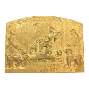 Signed Gold French Dog Medal: Societe Canine Du Sud EST/Exposition De Valence 1930, 1st Prix