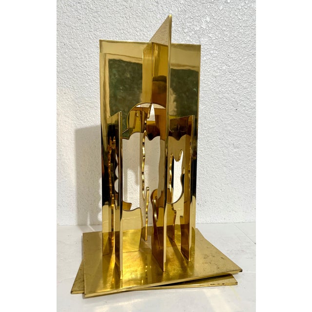 Menashe Kadishman, Israeli Pop Art Abstract Cutout Trees Kinetic Gilt Sculpture Menashe Kadishman, c.1970's For Sale In Miami - Image 6 of 18