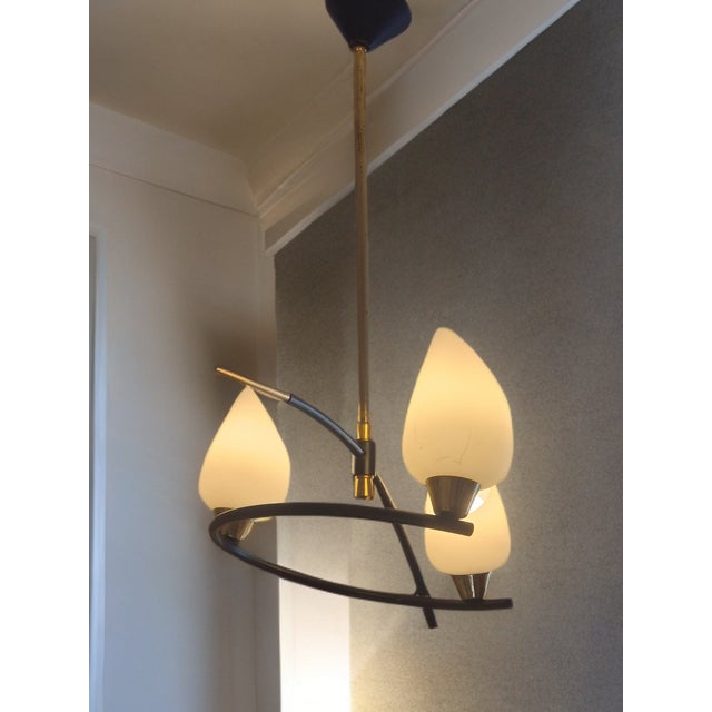 Mid-Century Modern Mid-Century French 3-Light Chandelier attributed to Maison Arlus, 1950s For Sale - Image 3 of 8