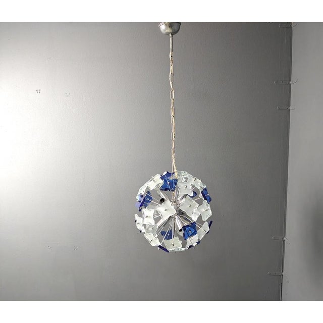 Blue Vintage Hammered Glass Sputnik Chandelier, 1970s For Sale - Image 8 of 13