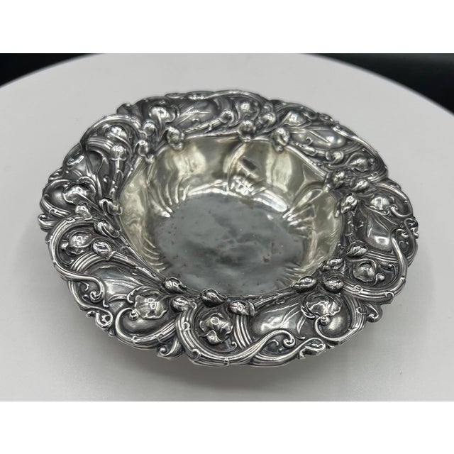 Sterling Silver " Lilly of the Valley " Bon Bon Dish by Whiting Division For Sale - Image 9 of 12