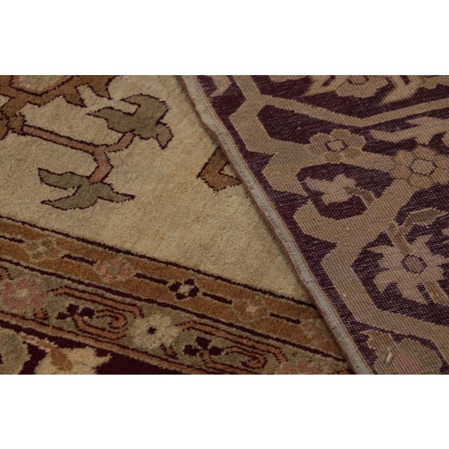 Antique Amritsar Rug in Beige-Brown Tones With Floral Medallion - Rug & Kilim For Sale - Image 10 of 10