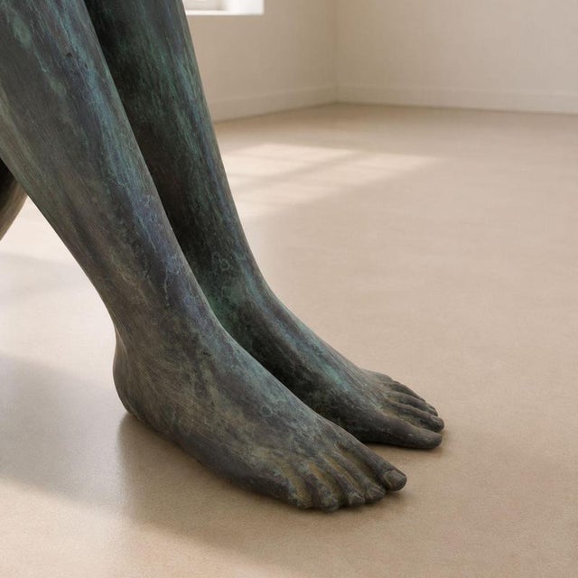 Metal Sculptural Bronze Coffee Table with Female Nude, France, 1950s For Sale - Image 7 of 9