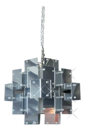 1970's Mirrored Acrylic Stacked Boxes Chandelier