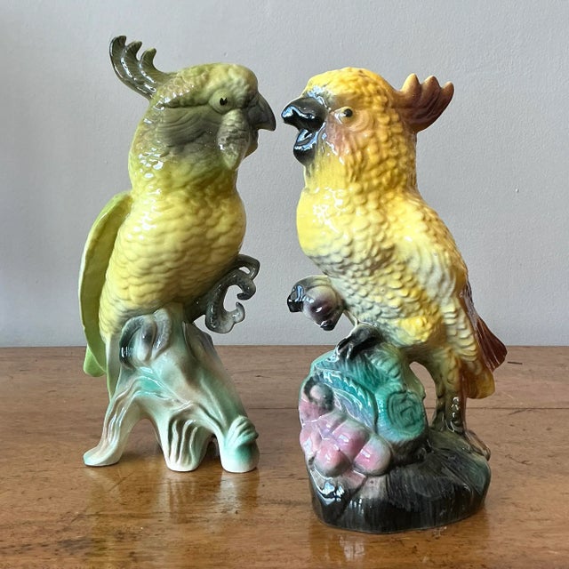 Hollywood Regency Vintage Regency Glazed Ceramic Birds - Set of 2 For Sale - Image 3 of 6