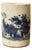Chinese Distressed White Porcelain Blue Mountain Houses Graphic Holder Vase For Sale