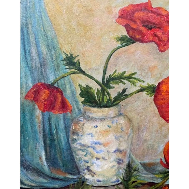 Oil on Board, Summer Poppies, Signed, French, c.1960 For Sale - Image 10 of 17