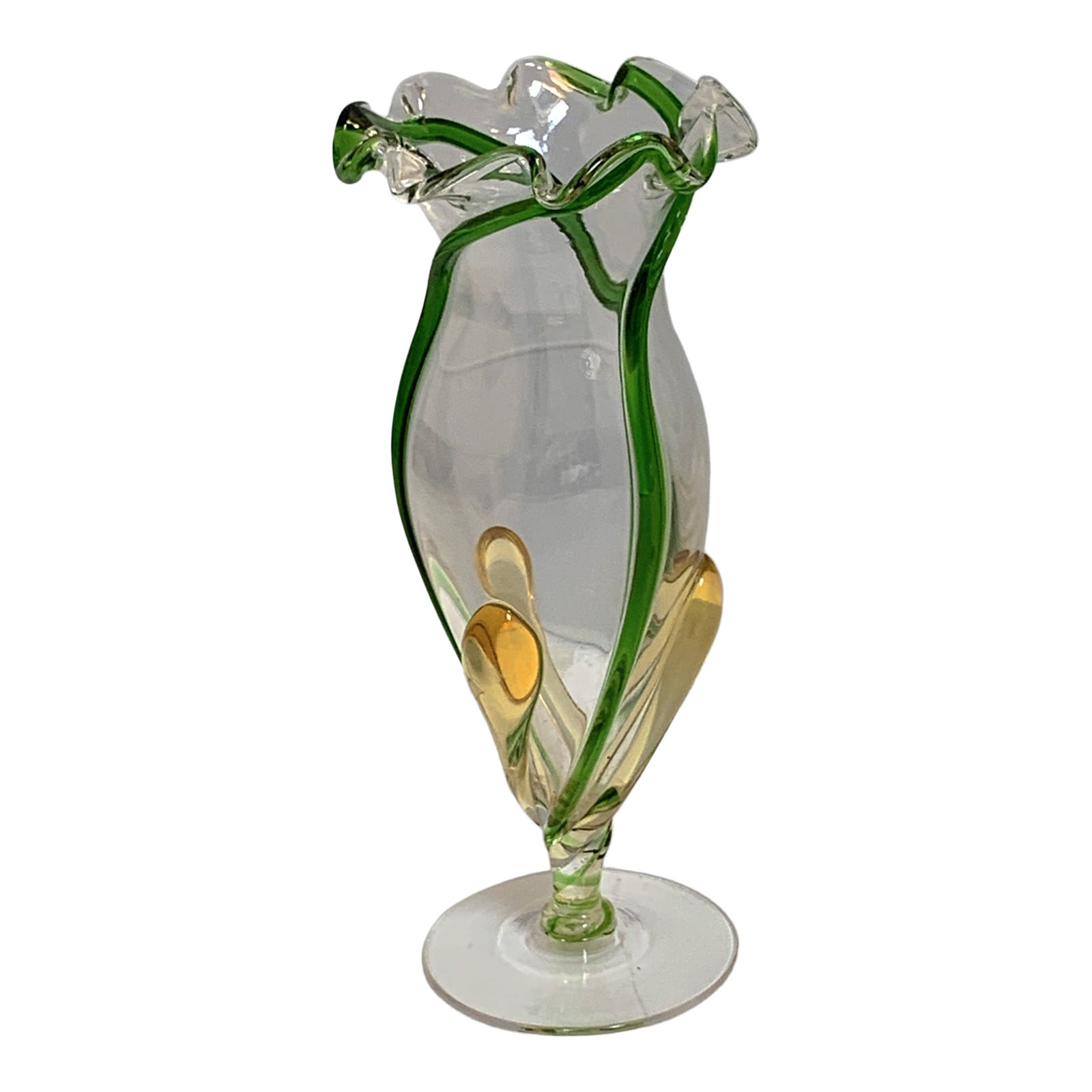 Vintage Murano Glass Bud Vase With Applied Tendrils Chairish