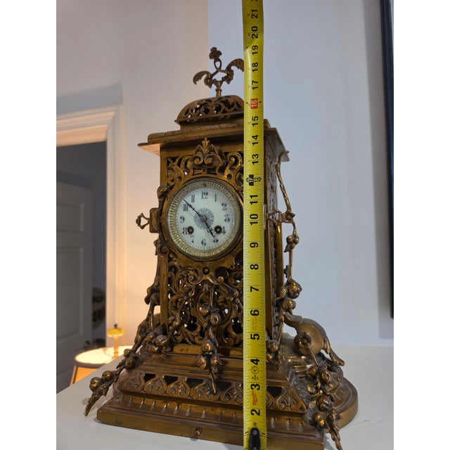 Tiffany & Co Paris Gilded Bronze Mantle Clock For Sale - Image 10 of 12