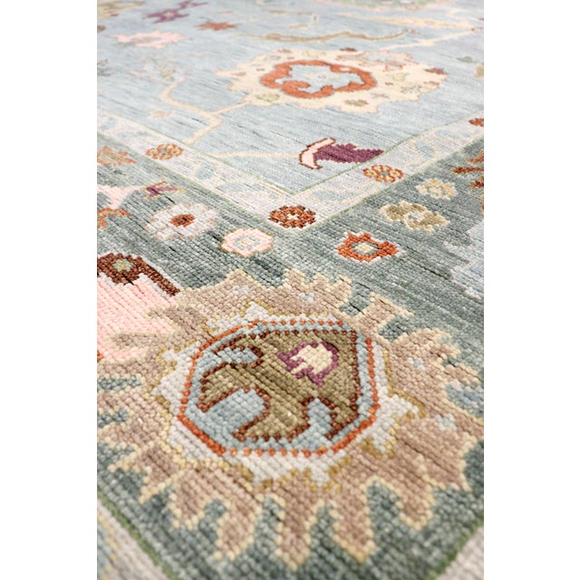 Traditional Oushak Wool Blue Area Rug- 5'11'' X 8'10'' For Sale - Image 3 of 6
