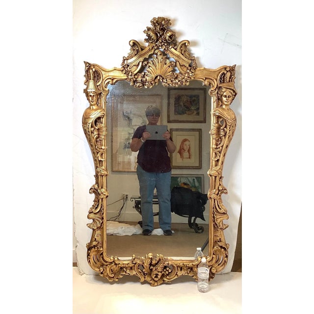 Large Gilt Walnut Renaissance Revival Mirror For Sale - Image 4 of 13