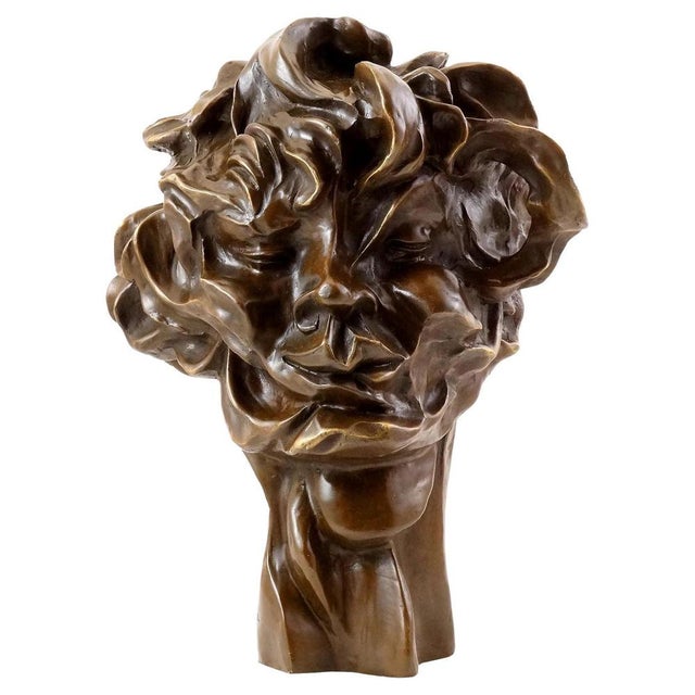 Cubist Sculpture Head, Bronze For Sale - Image 8 of 8