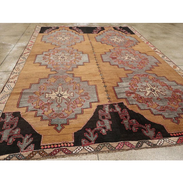 Charcoal Galerie Shabab Collection Mid-20th Century Turkish Anatolian Room Size Carpet For Sale - Image 8 of 10