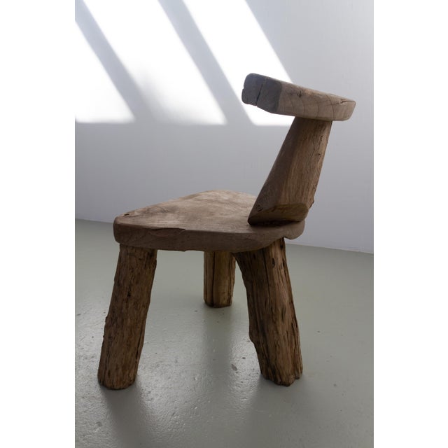 Primitive Elm T Tripod Side Chair, Denmark, 1970s For Sale - Image 15 of 17