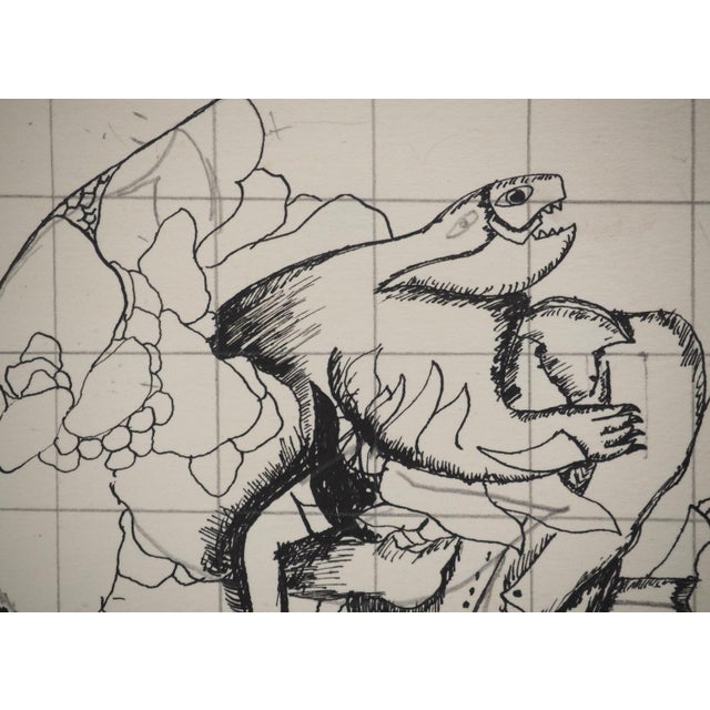 Jean-Claude Silbermann, Sly Signs, The Blossoming of the Flower, Original Ink Drawing For Sale - Image 4 of 6