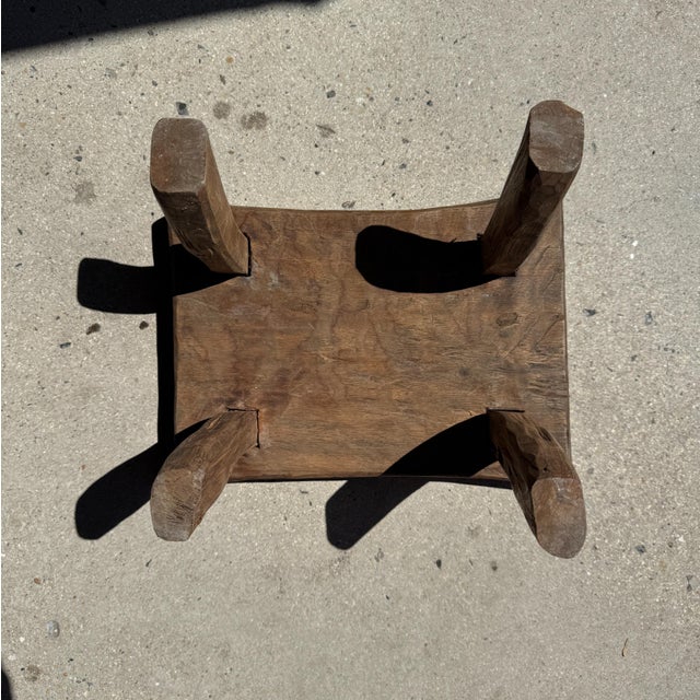 Small Wabi-Sabi Rectangular Arched Occasional Stool in Teak, 1980s For Sale - Image 9 of 11