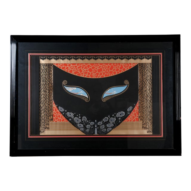 1983 Erte "Eyes of Jealousy" Signed & Numbered Limited Edition Cxxxviii/Cl Framed and Matted Serigraph Print For Sale