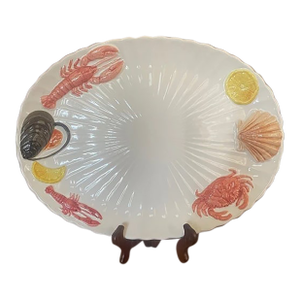 Vintage Mid-Century Modern Japan Large Ceramic Majolica Seafood Platter