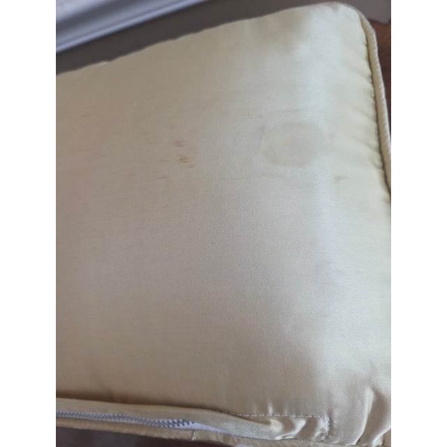 Champagne Vintage Bird Embroidered Chinese Silk Pillow For Sale - Image 8 of 11