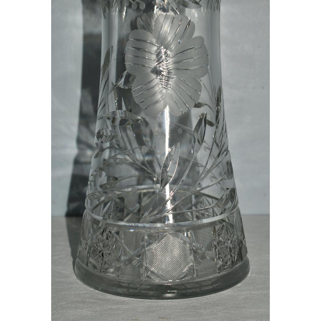 Traditional Antique Brilliant Heavy Hand Cut Lead Crystal Vase For Sale - Image 3 of 12