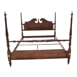 Late 20th Century Ethan Allen Georgian Court Cherry Queen Four Post Bedframe For Sale