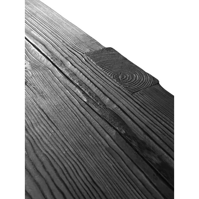 Solid Teak Wood Console Table, Burnt Finish Modern Organic For Sale - Image 9 of 9