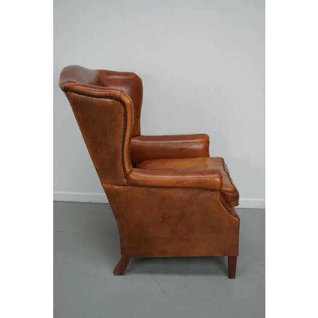 Vintage Dutch Cognac-Colored Leather Club Chair For Sale - Image 6 of 13