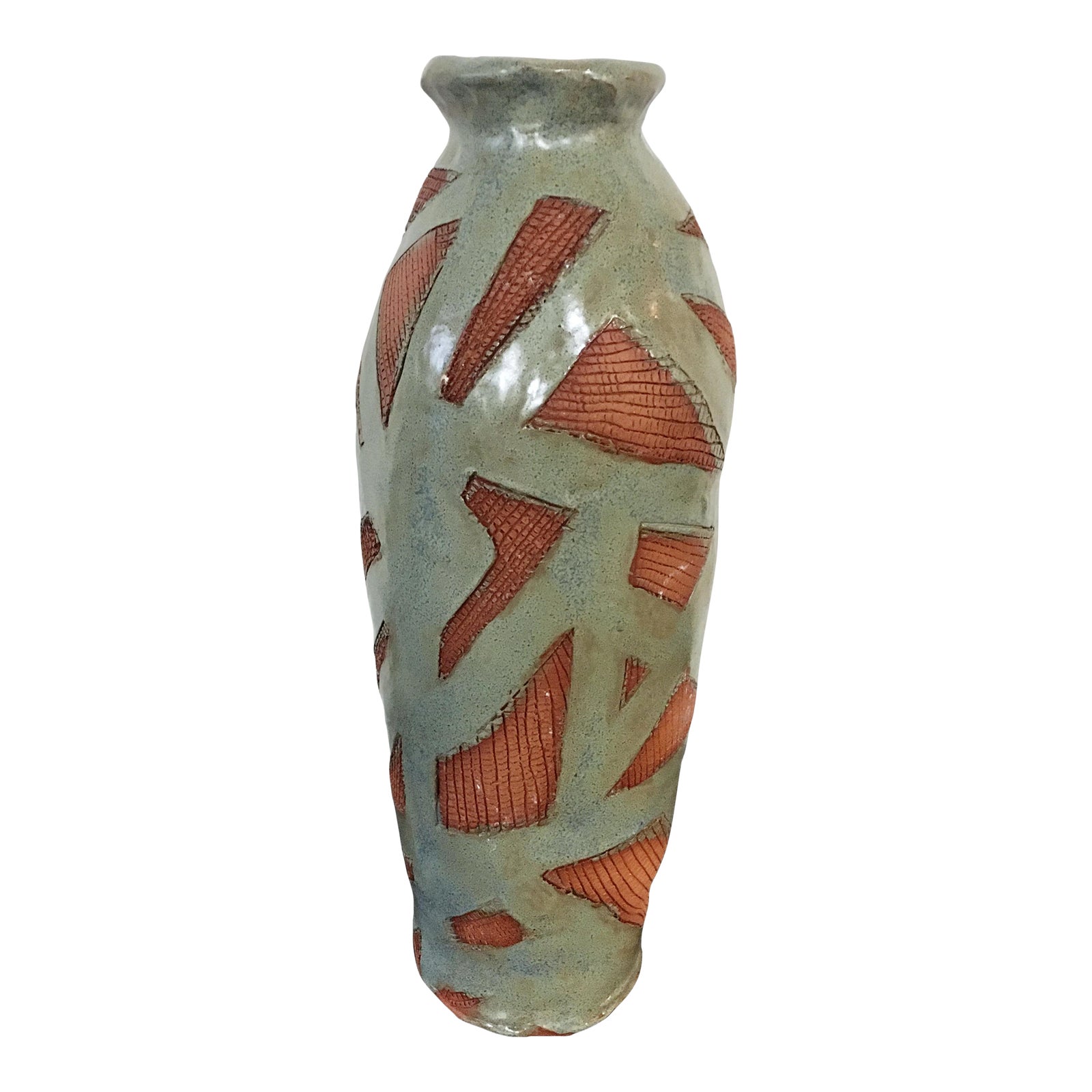 1980s Glazed Terracotta Memphis Style Vase Chairish