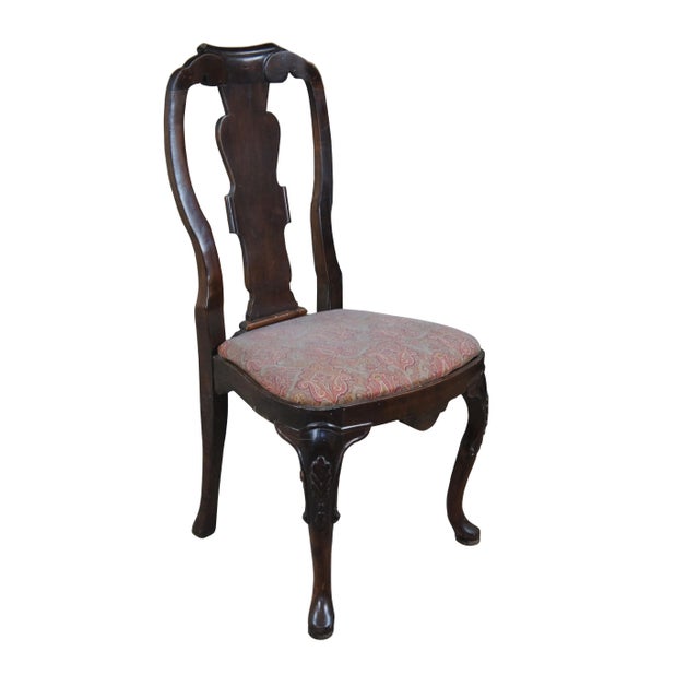 Italian side chair, circa last quarter 20th century. Featured an aged appearance in Queen Anne styling with long slender...