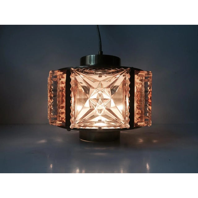 Brown Mid-Century Danish Glass, Rosewood, and Brass Pendant Lamp from Vitrika, 1960s For Sale - Image 8 of 10