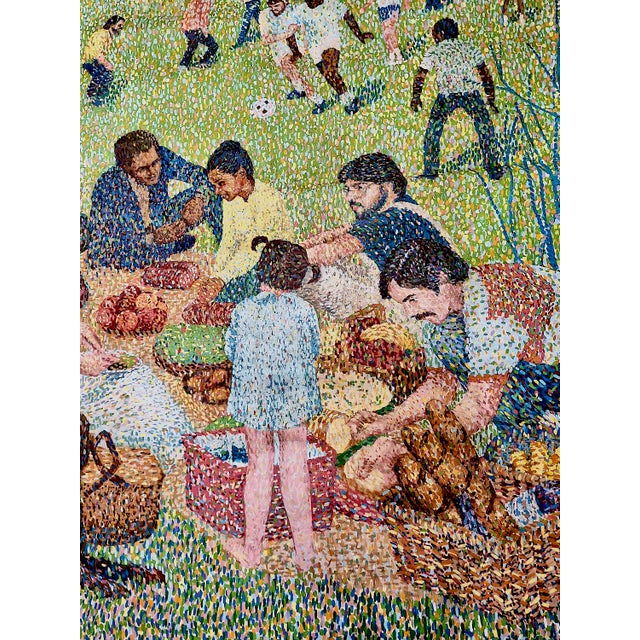 Textile A Hopeful Pointillist Painting After Georges Seurat’s “Sunday Afternoon…” by Brenda Joysmith For Sale - Image 7 of 10