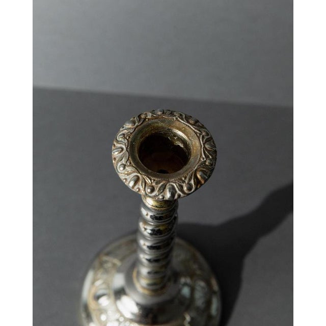 Vintage Victorian Style Silver-Plated Twisted Candleholder, England, 1940s For Sale - Image 3 of 11