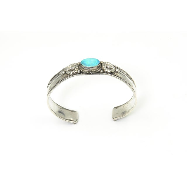 Late 20th Century Opal Sterling Silver Cuff Bracelet For Sale - Image 10 of 10