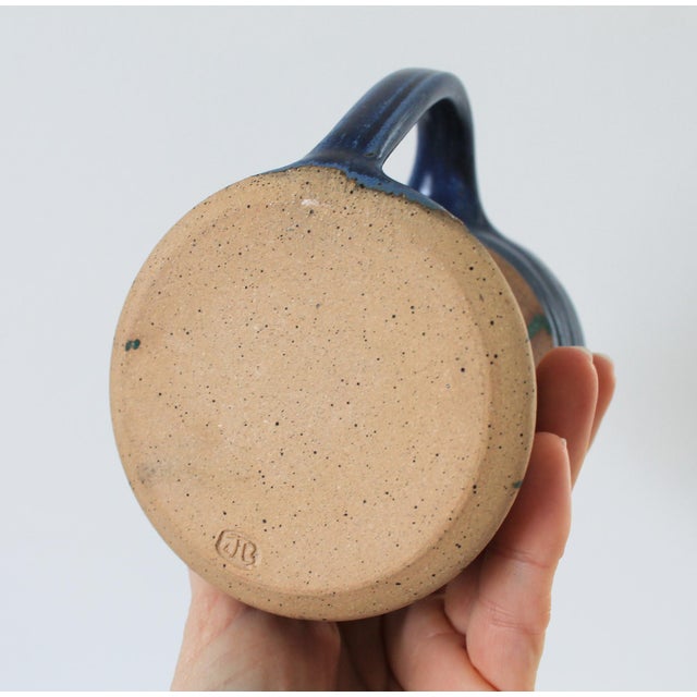 Beige Vintage Signed Studio Art Pottery Mug W/ Dragonfly Motif For Sale - Image 8 of 8