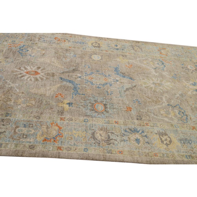 Modern 6 X 10 Modern Hand-Knotted Sultanabad Brown Wool Rug With Floral Design For Sale - Image 3 of 13