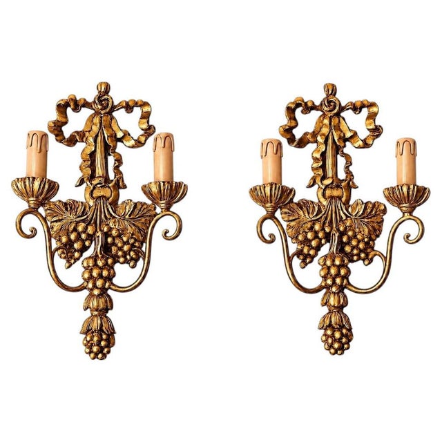 Florentine Hand-Carved Giltwood Sconces by C. N. Firenze Nos, 1970s, Set of 2 For Sale - Image 18 of 18