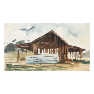 Eve Nethercott "Barn" Watercolor Painting For Sale