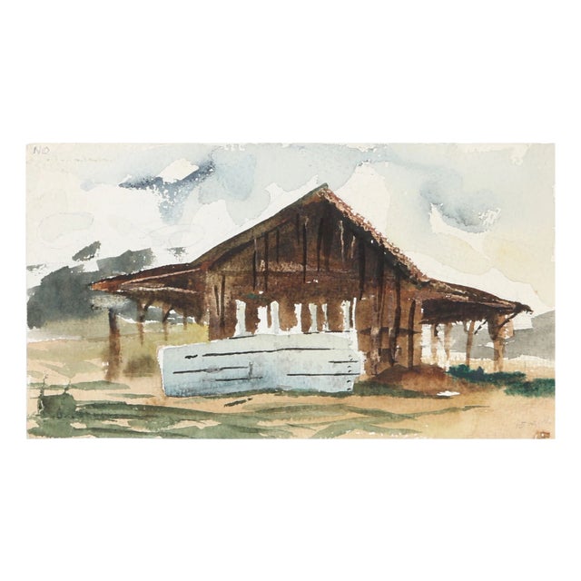 Eve Nethercott "Barn" Watercolor Painting For Sale