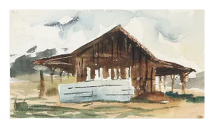 Eve Nethercott "Barn" Watercolor Painting