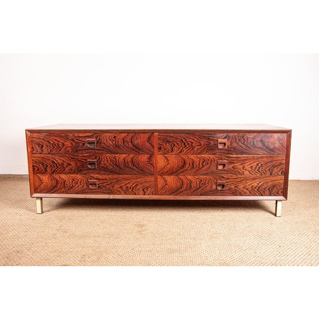 Brown Low Danish Chest of Drawers in Rosewood by Erik Brouer for Brouer Møbelfabrik, 1960 For Sale - Image 8 of 15