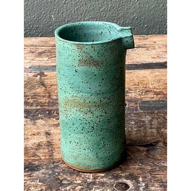 Mid-Century Modern Vintage Green Spout Ceramic Vase For Sale - Image 3 of 15
