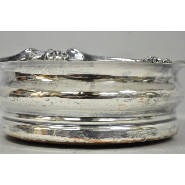 Antique English Victorian Silver Plated Rose Repousse Bar Wine Bottle Coaster For Sale - Image 9 of 14