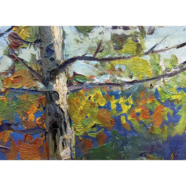Paper 1970s Oil Painting Forest Landscape Gantman Moisey Faibovich For Sale - Image 7 of 11