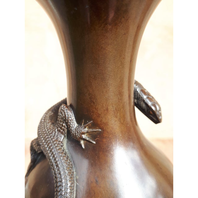 Japanese Bronze Vase by Akichika For Sale - Image 5 of 17