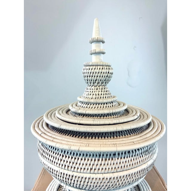 Modern Made Goods Modern White Rattan Robin Object For Sale - Image 3 of 5