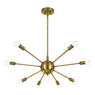 Modern Brass Chandelier With 8 Arms, Contemporary Lighting Fixture, Ceiling Light, Living Room or Dining Room Decor, Stylish and Elegant For Sale