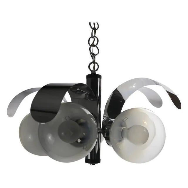 Mod 5-Light Chrome and Glass Ball Chandelier For Sale - Image 11 of 11