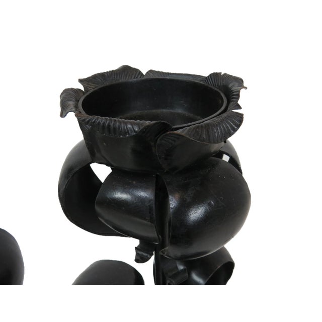 Black Vintage Gothic Revival Style Wrought Iron Candle Holders - Set of 2 For Sale - Image 8 of 8