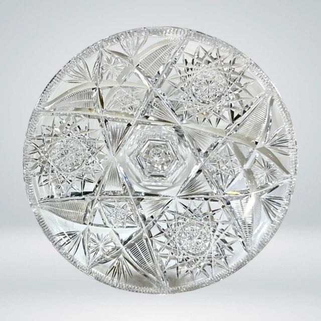 Mid 20th Century Vintage American Brilliant Cut Glass Style Compote For Sale - Image 5 of 7