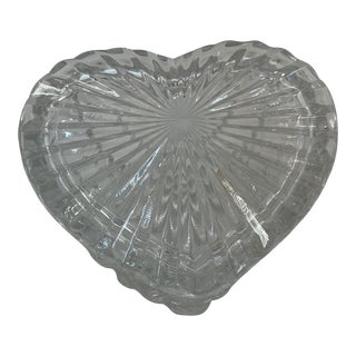 Late 20th Century Glass Heart Shaped Covered Dish For Sale